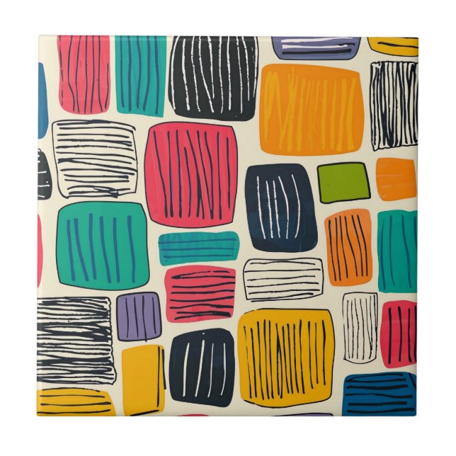 Vibrant Colourful Box Pattern (2) Tile (Front)