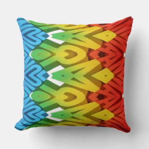 Vibrant colourful classic fabric zigzag pattern throw pillow