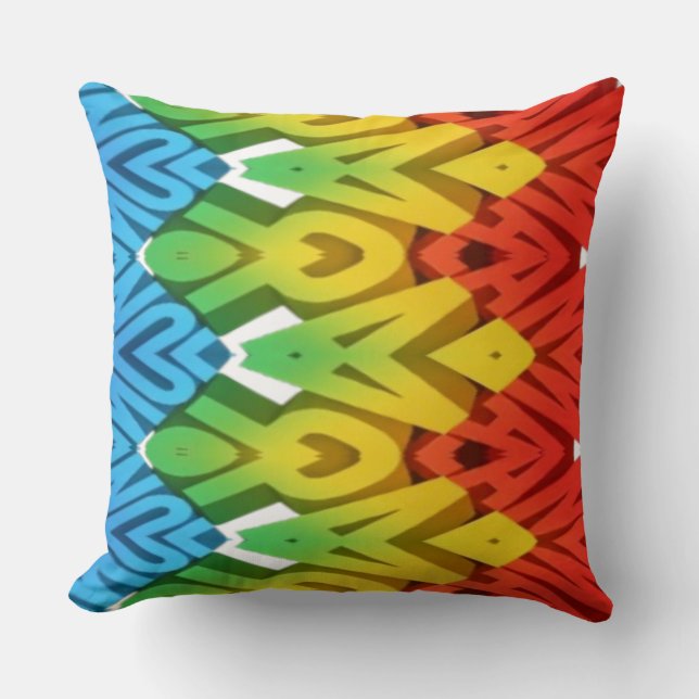 Vibrant colourful classic fabric zigzag pattern  throw pillow (Front)