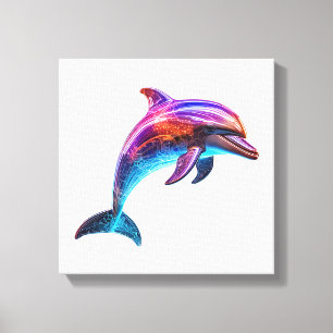 Vibrant Colourful Dolphin Canvas Print