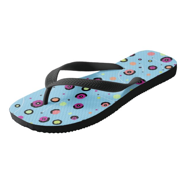 Vibrant Colourful Evil Eye Pattern Boho Summer Fli Flip Flops (Angled)