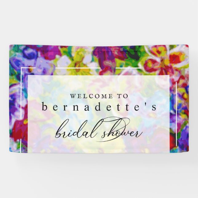 Vibrant, Colourful Floral Bridal Shower Banner (Horizontal)