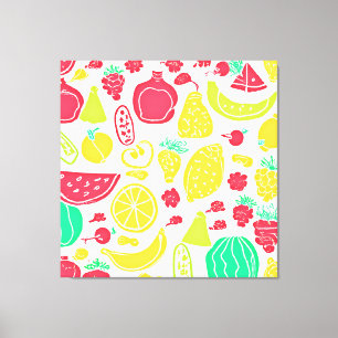 Vibrant Colourful Fruits Pattern Canvas Print