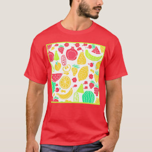 Vibrant Colourful Fruits Pattern T-Shirt