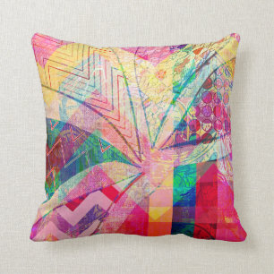 Vibrant Colourful Funky Abstract Girly Butterfly Throw Pillow