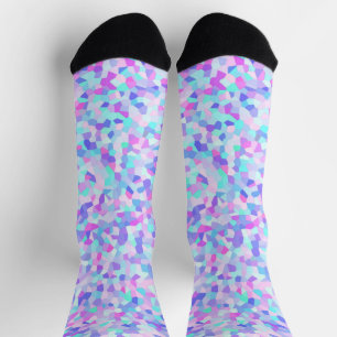 Vibrant Colourful Funky Boho Groovy Sprinkle Mosai Socks