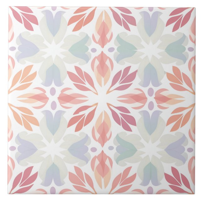 Vibrant Colourful Indian Art Geometric Pattern Tile (Front)