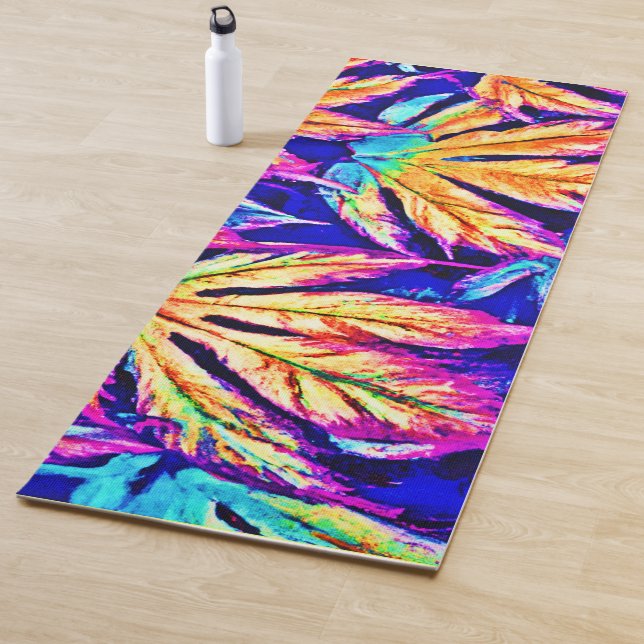 Vibrant Colourful Leaves Pattern Yoga Mat (In Situ)