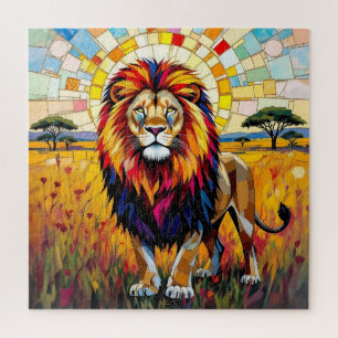 Vibrant Colourful Lion Mosaic   Jigsaw Puzzle