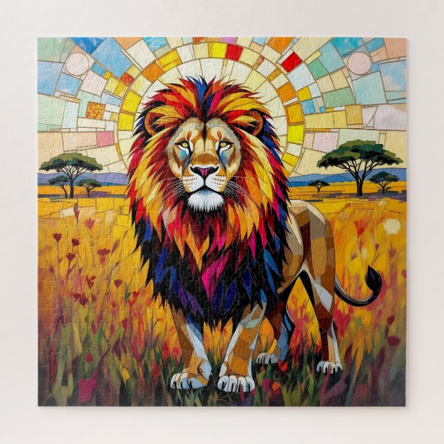 Vibrant Colourful Lion Mosaic   Jigsaw Puzzle (Vertical)