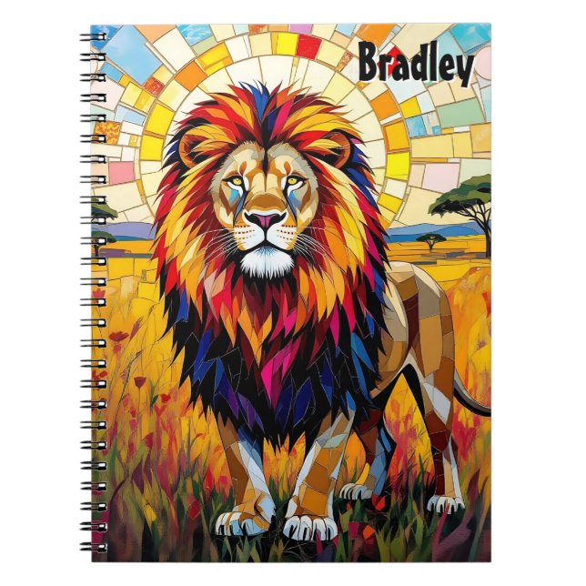 Vibrant Colourful Lion Mosaic Personalized  Notebook (Front)
