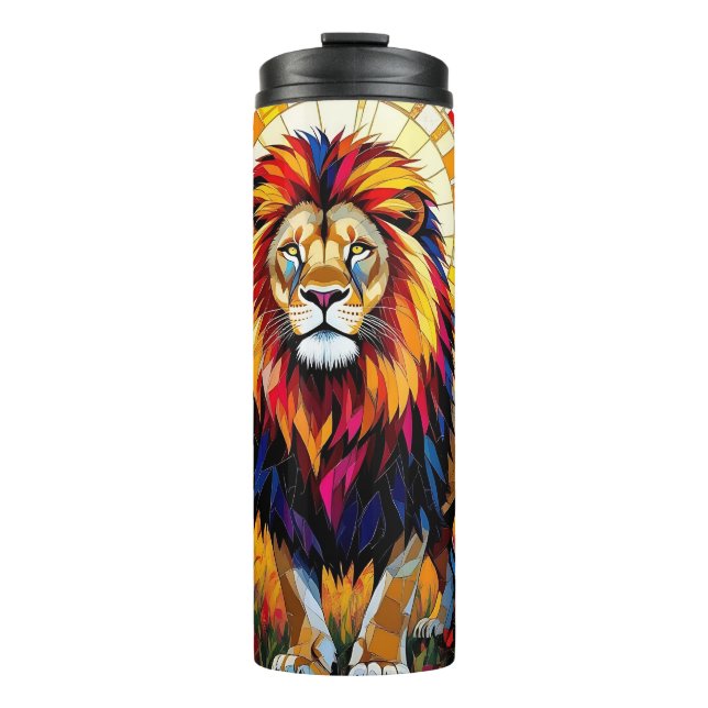 Vibrant Colourful Lion Mosaic   Thermal Tumbler (Front)
