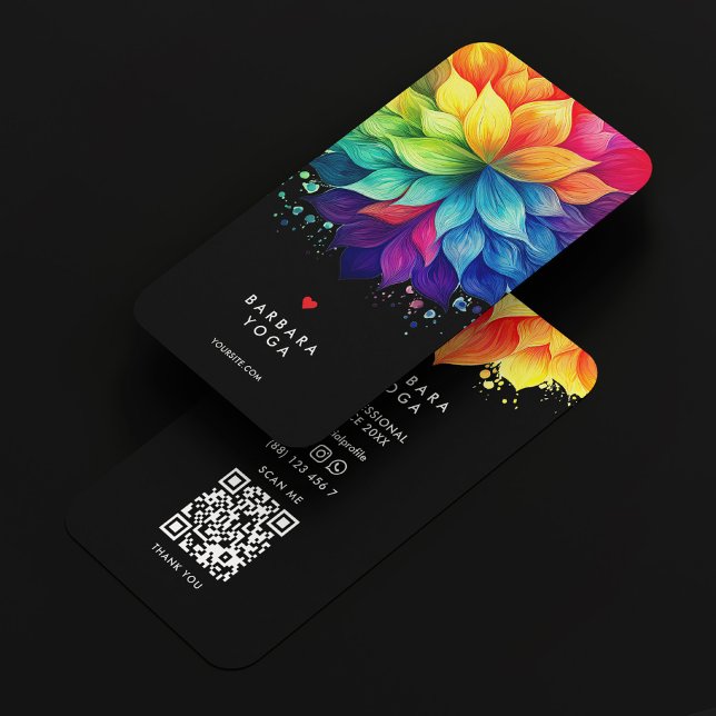Vibrant Colourful Lotus Mandala Therapist Yoga Business Card (Vibrant Colorful Lotus Mandala Therapist Yoga Business Card
)
