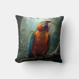Vibrant Colourful Macaw Parrot Tropical Throw Pill Pillow