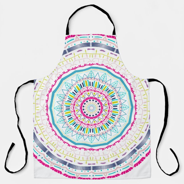 Vibrant Colourful Mandala Art Apron (Front)