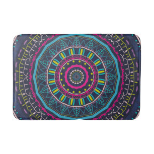 Vibrant Colourful Mandala Art Bath Mat