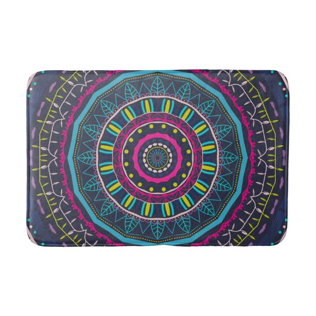 Vibrant Colourful Mandala Art Bath Mat (Front)