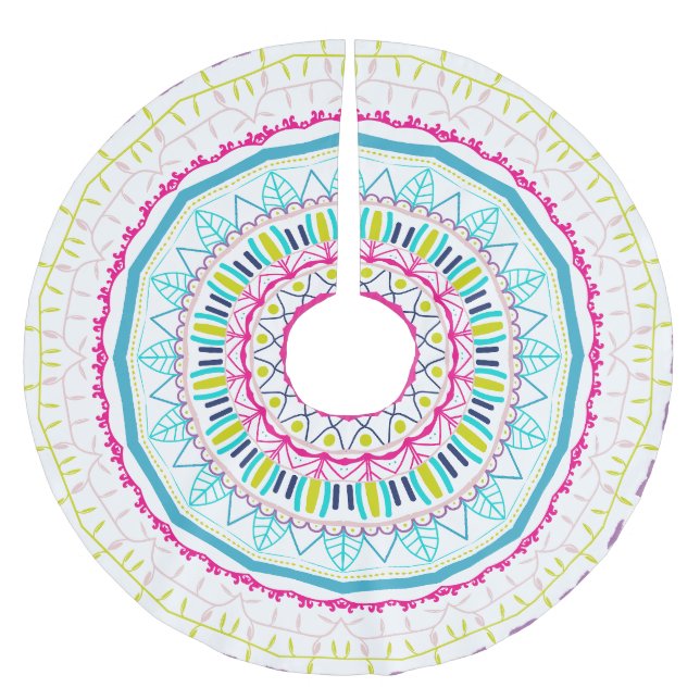 Vibrant Colourful Mandala Art Brushed Polyester Tree Skirt (Front)