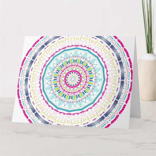 Vibrant Colourful Mandala Art Card (Front)