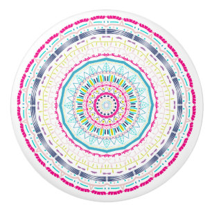 Vibrant Colourful Mandala Art Ceramic Knob