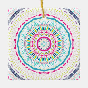 Vibrant Colourful Mandala Art Ceramic Ornament