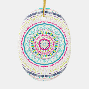 Vibrant Colourful Mandala Art Ceramic Ornament