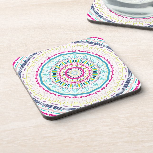 Vibrant Colourful Mandala Art Coaster (Left Side)