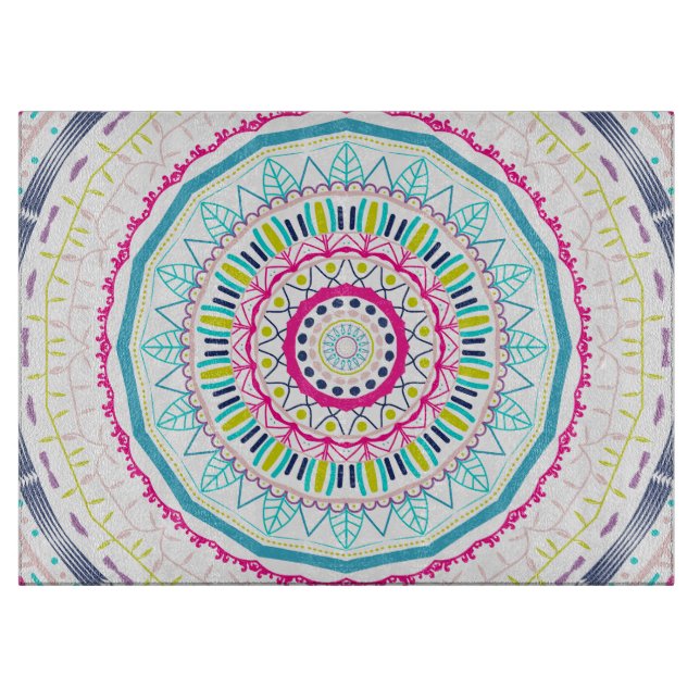 Vibrant Colourful Mandala Art Cutting Board (Front)