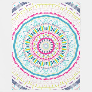 Vibrant Colourful Mandala Art Fleece Blanket