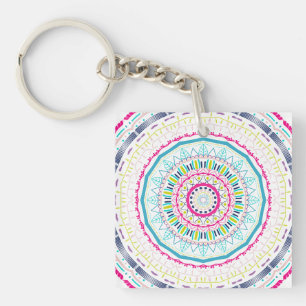 Vibrant Colourful Mandala Art Keychain