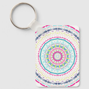 Vibrant Colourful Mandala Art Keychain