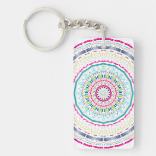 Vibrant Colourful Mandala Art Keychain