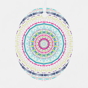 Vibrant Colourful Mandala Art Metal Ornament