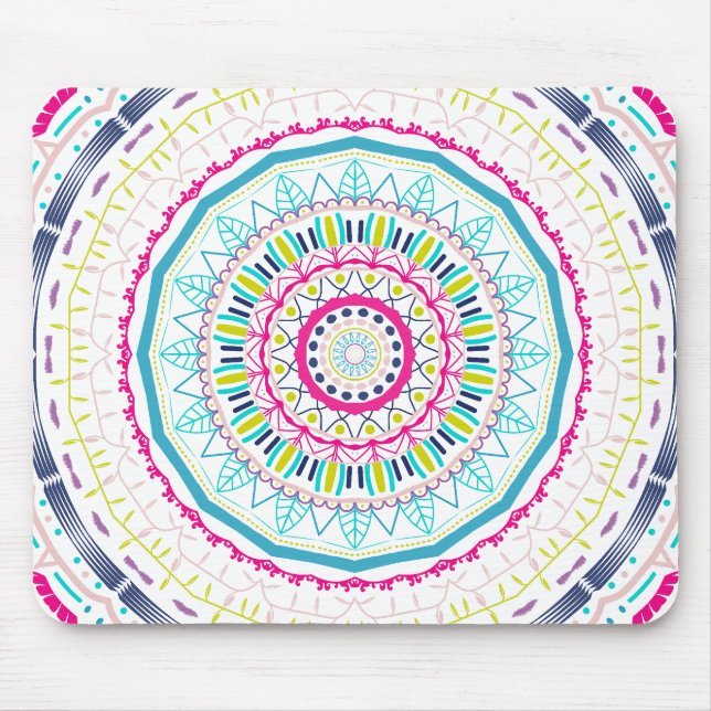 Vibrant Colourful Mandala Art Mouse Pad (Front)