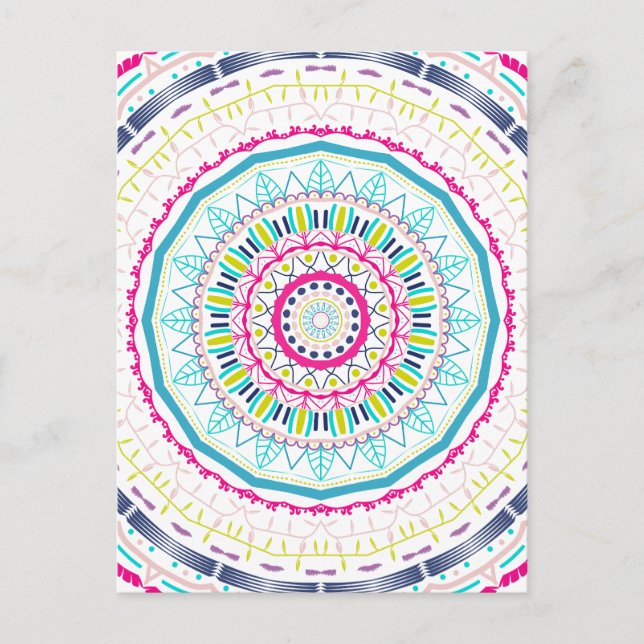 Vibrant Colourful Mandala Art Postcard (Front)