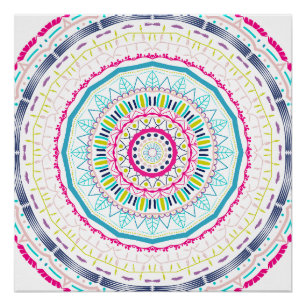 Vibrant Colourful Mandala Art Poster