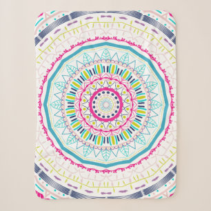 Vibrant Colourful Mandala Art Sherpa Blanket
