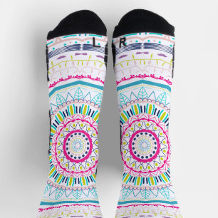 Vibrant Colourful Mandala Art Socks
