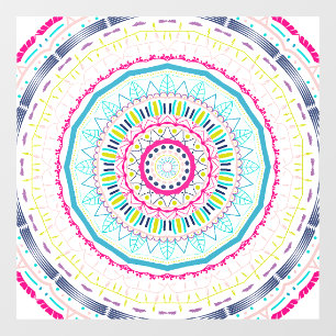 Vibrant Colourful Mandala Art Window Cling
