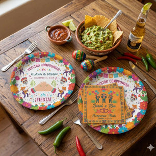 Vibrant Colourful Mexican Mariachi Band Fiesta Paper Plate