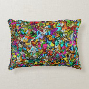 Vibrant Colourful Mosaic Pattern Style Accent Pillow