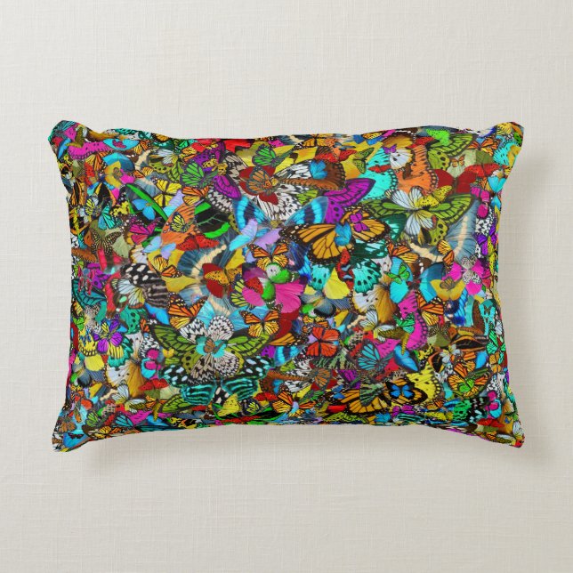 Vibrant Colourful Mosaic Pattern Style Accent Pillow (Front)