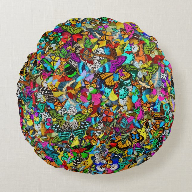 Vibrant Colourful Mosaic Pattern Style Round Pillow (Front)