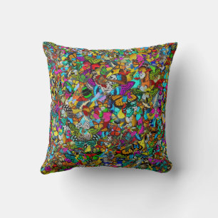 Vibrant Colourful Mosaic Pattern Style Throw Pillow
