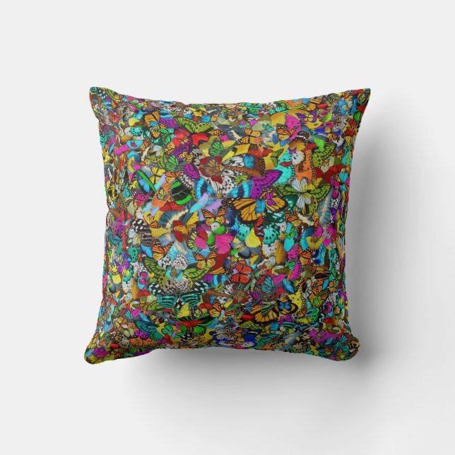 Vibrant Colourful Mosaic Pattern Style Throw Pillow (Back)