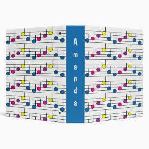 Vibrant Colourful Music Notes Pattern Personalize Binder