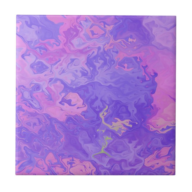 Vibrant Colourful painted ink fluid watercolor Tile (Front)