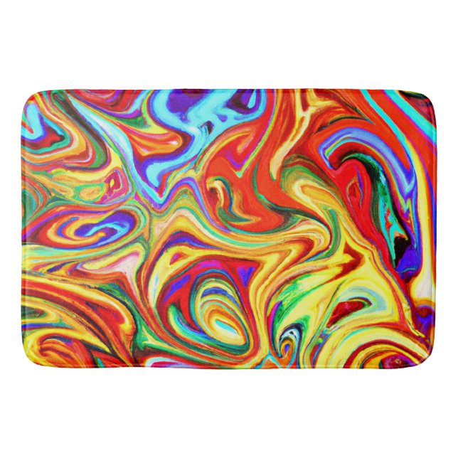 Vibrant Colourful Pattern Artwork Bath Mat (Front)