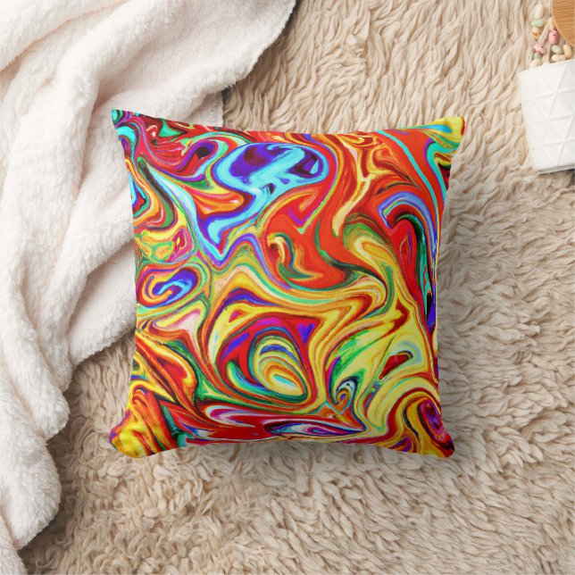 Vibrant Colourful Pattern Artwork Throw Pillow (Blanket)