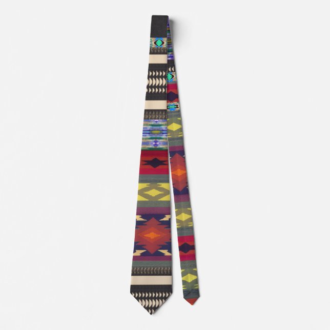 Vibrant Colourful Pattern Southwestern Necktie (Front)
